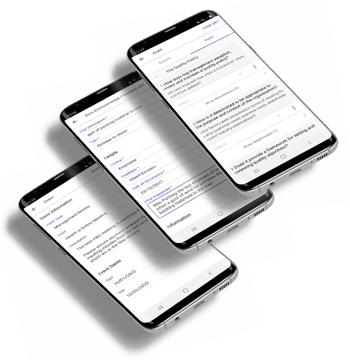 Mango Mobile App - Audit - Environmental Incident and Event Management Screens