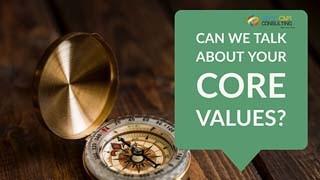 Compass pointing north and the text, Can We talk About Your Core Values